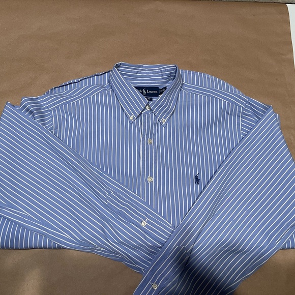 Ralph Lauren Blue and White Stripe Dress Shirt - Picture 3 of 7